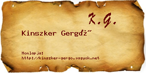 Kinszker Gergő névjegykártya